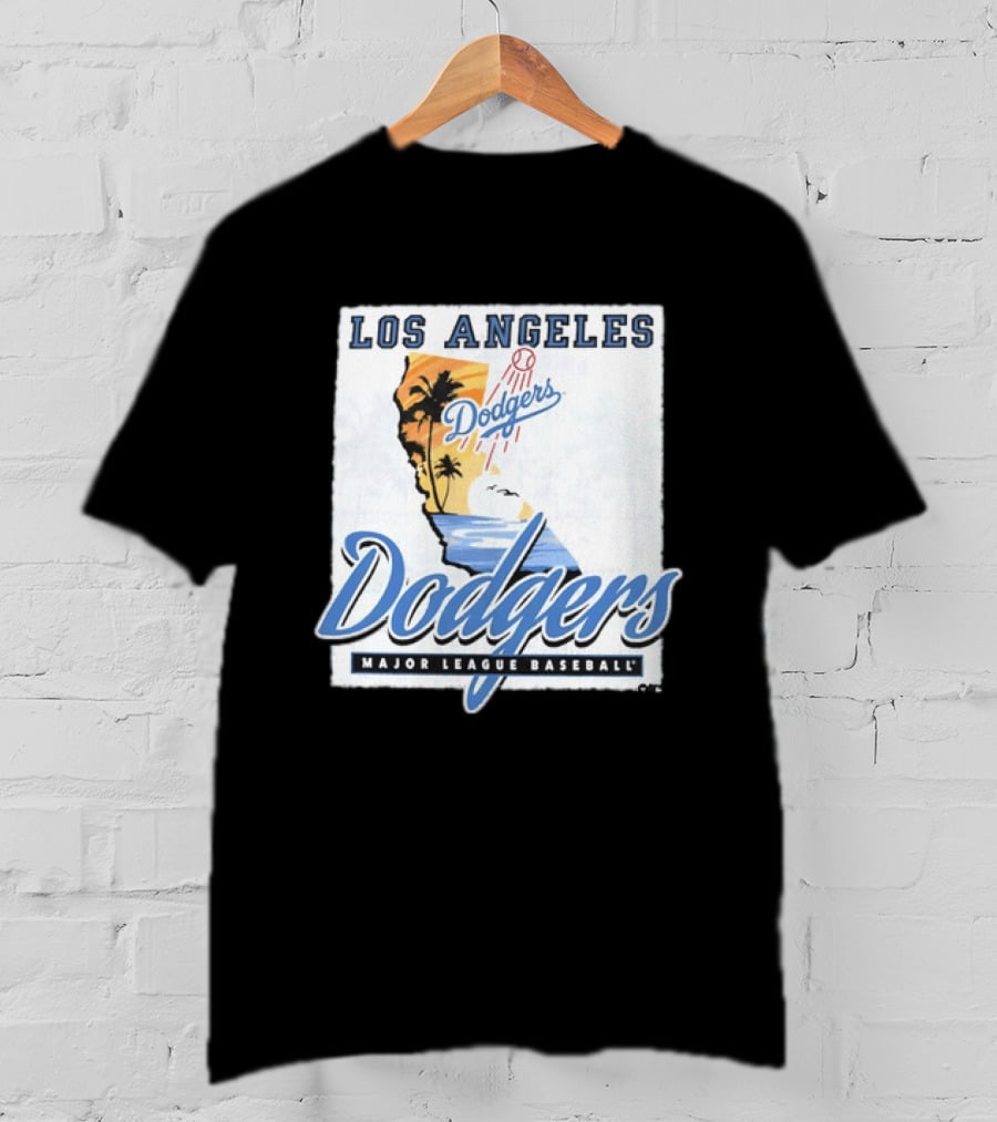Los Angeles Dodgers Major League Baseball California Map Dodgers T-Shirt