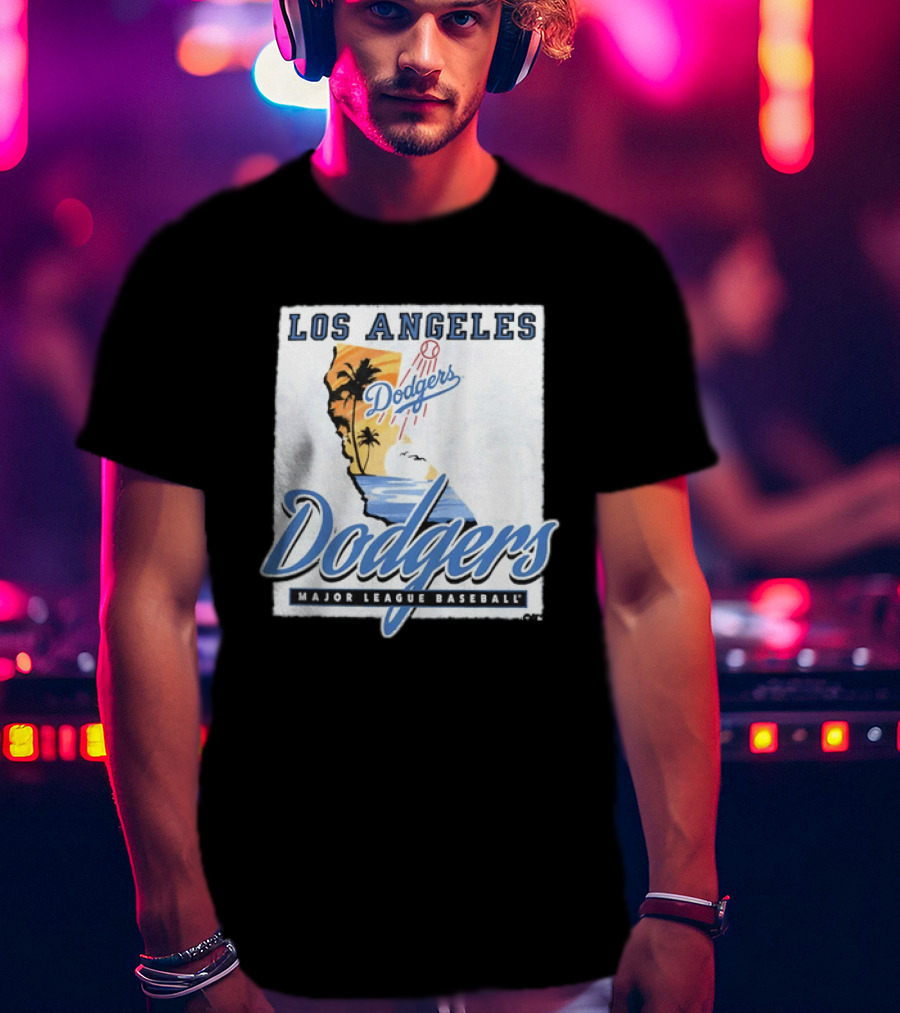 Los Angeles Dodgers Major League Baseball California Map Dodgers T-Shirt