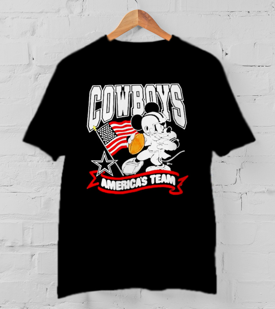 Cowboys Mickey Mouse Americans Team Flag Football T-Shirt