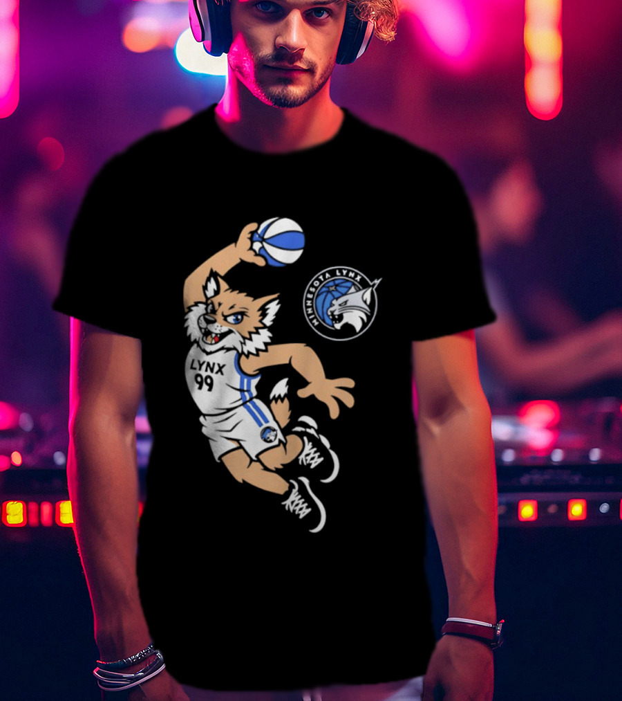 Minnesota Lynx 2026 Prowl Team Mascot Dunking Basketball T-Shirt