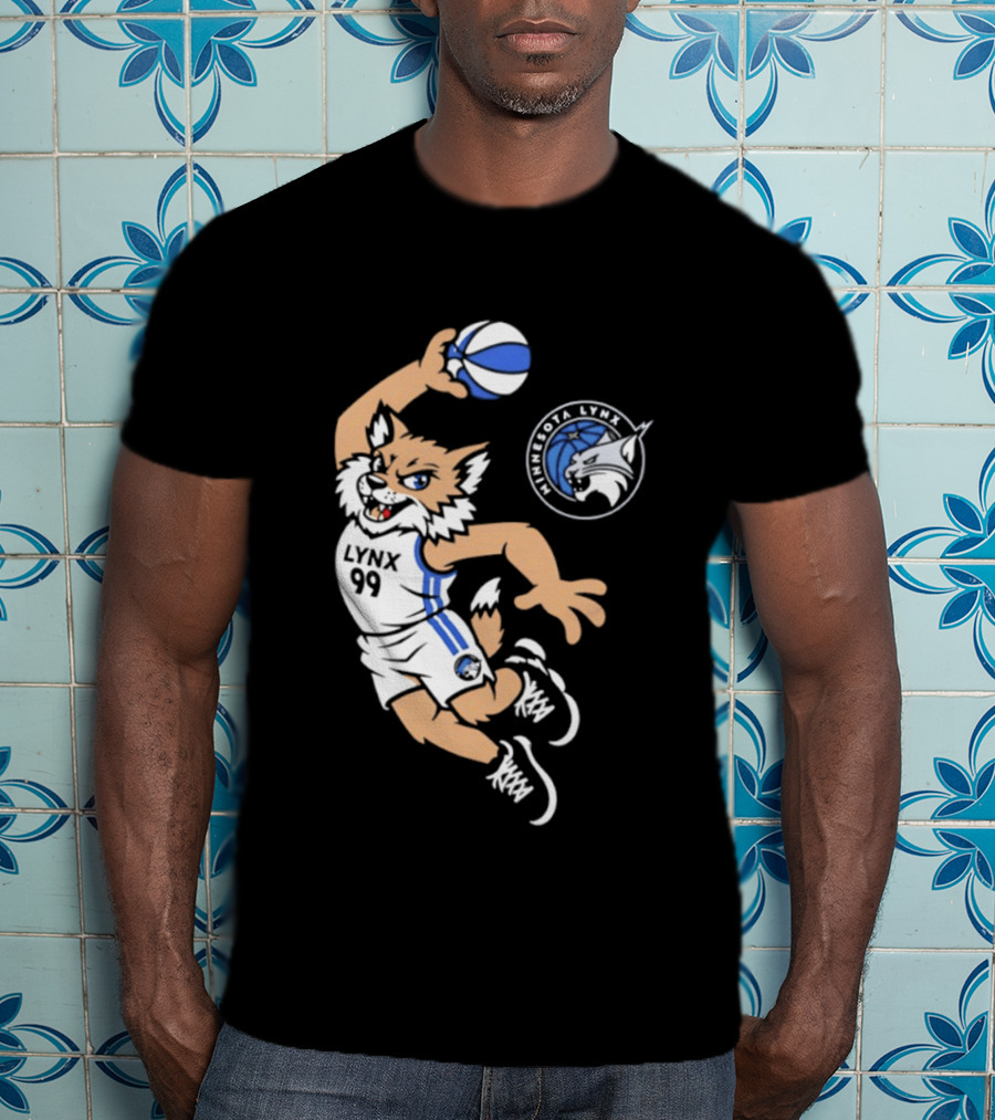 Minnesota Lynx 2026 Prowl Team Mascot Dunking Basketball T-Shirt