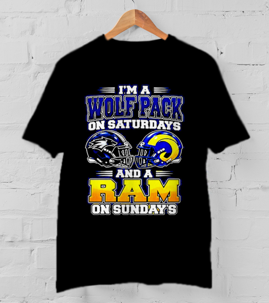 I'm A Wolf Pack On Saturdays And A Ram On Sundays Football Fans T-Shirt