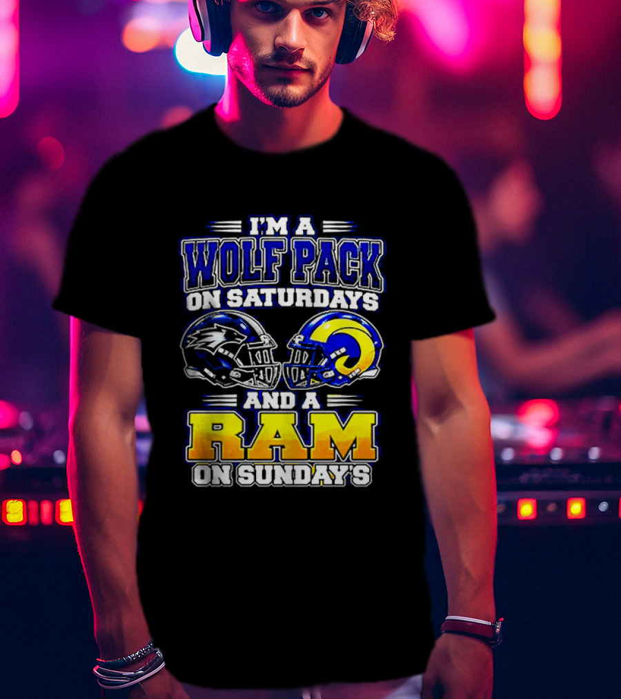 I'm A Wolf Pack On Saturdays And A Ram On Sundays Football Fans T-Shirt