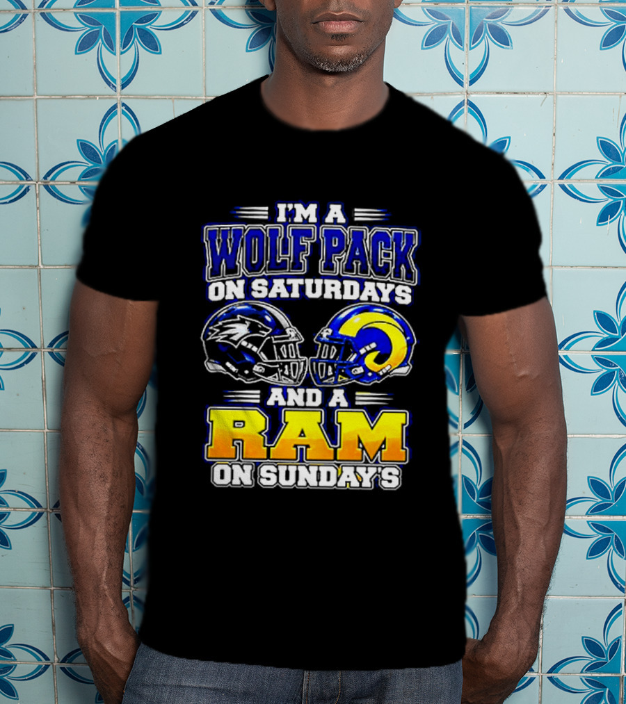 I'm A Wolf Pack On Saturdays And A Ram On Sundays Football Fans T-Shirt