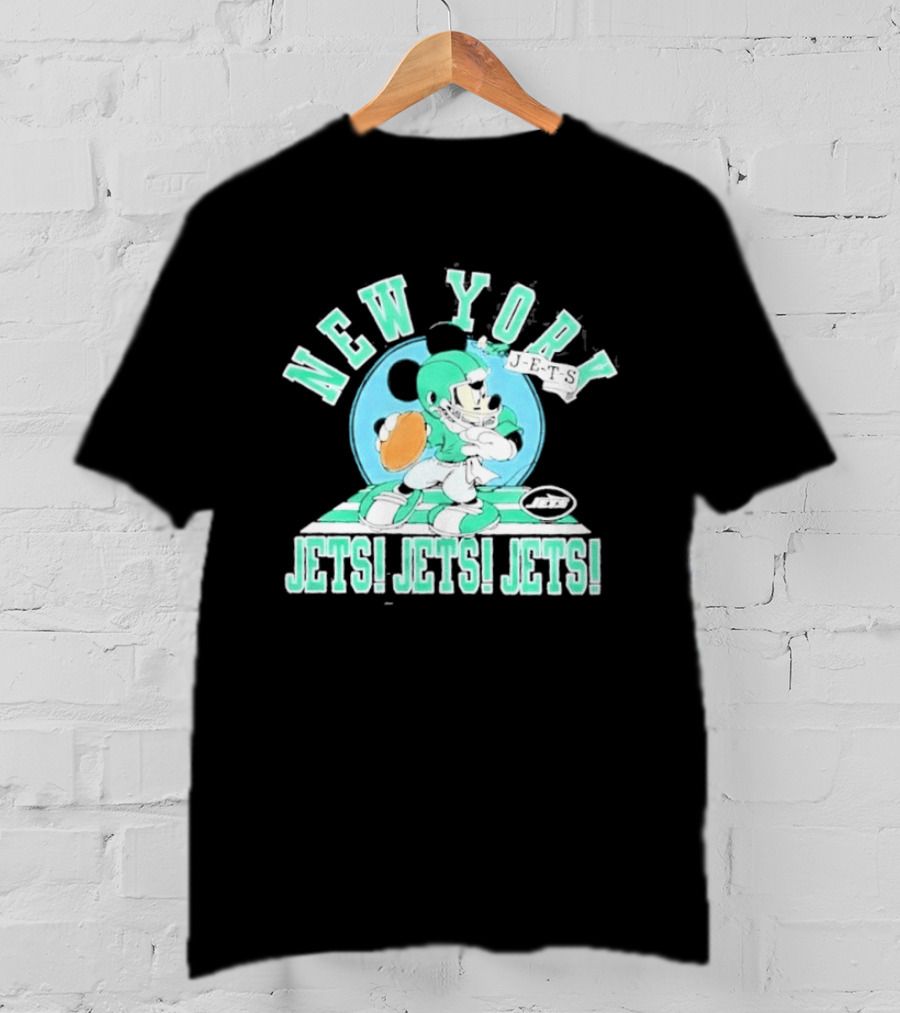 New York Jets Mickey Mouse Football Jets! Jets! Jets! T-Shirt