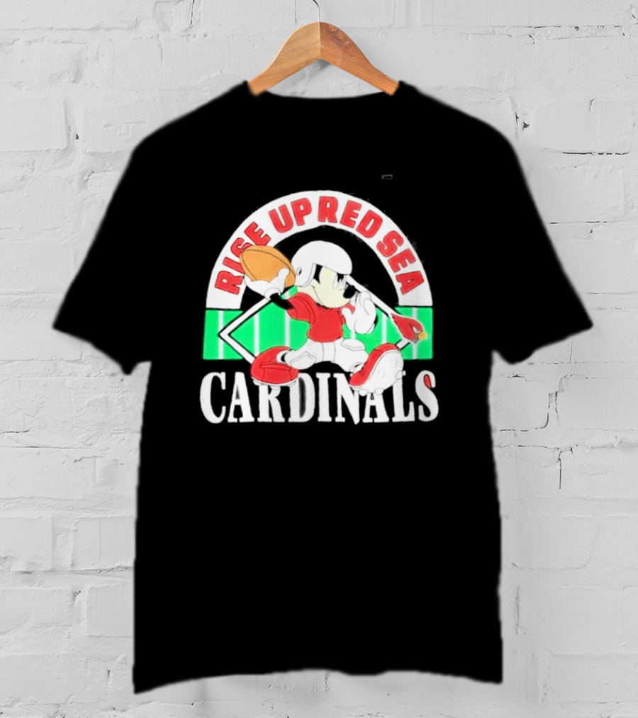Rise Up Red Sea Cardinals Mickey Mouse Football Team Spirit T-Shirt