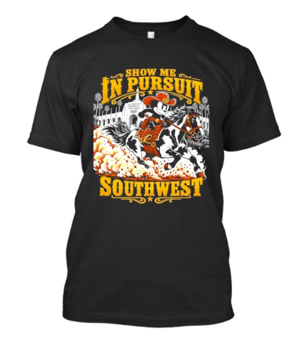 Show Me In Pursuit Southwest Los Angeles Memorial Coliseum Cowboy Scene T-Shirt