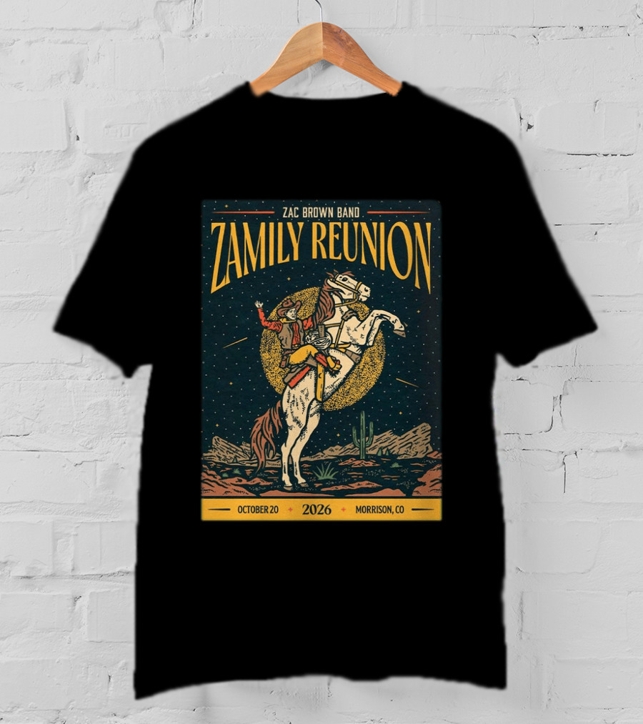 Zac Brown Band Zamily Reunion Morrison CO 2026 Live At Red Rocks October 20 Cowboy And Horse T-Shirt