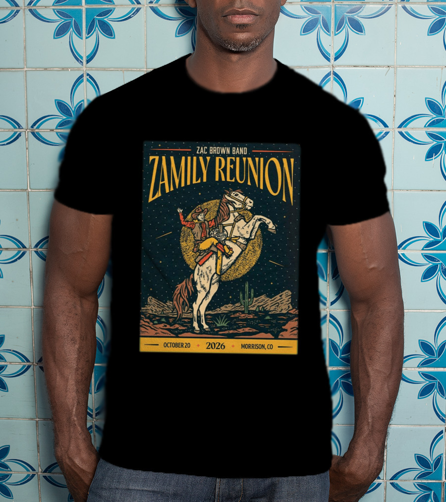 Zac Brown Band Zamily Reunion Morrison CO 2026 Live At Red Rocks October 20 Cowboy And Horse T-Shirt