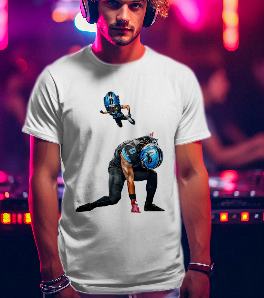 Amon Ra St. Brown Jahmyr Gibbs Super Hero Celebration Football Lions T-Shirt