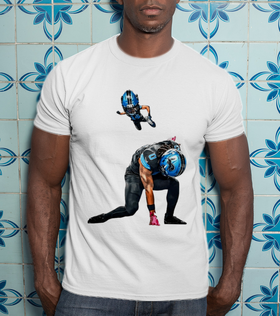 Amon Ra St. Brown Jahmyr Gibbs Super Hero Celebration Football Lions T-Shirt