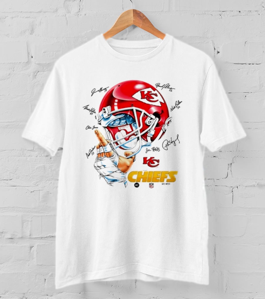 Kansas City Chiefs Signatures KC Football Helmet Chiefs Kingdom T-Shirt