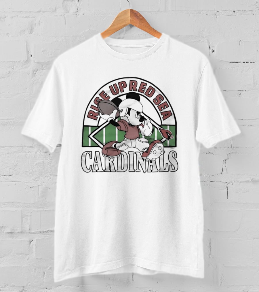 Mickey Mouse Arizona Cardinals Rise Up Red Sea Football T-Shirt