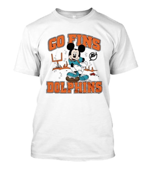Go Fins Dolphins Mickey Mouse X Miami Dolphins Football 2026 T-Shirt