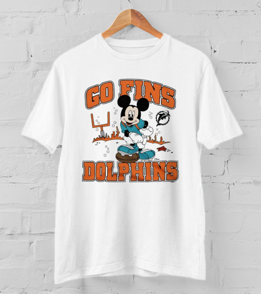 Go Fins Dolphins Mickey Mouse X Miami Dolphins Football 2026 T-Shirt