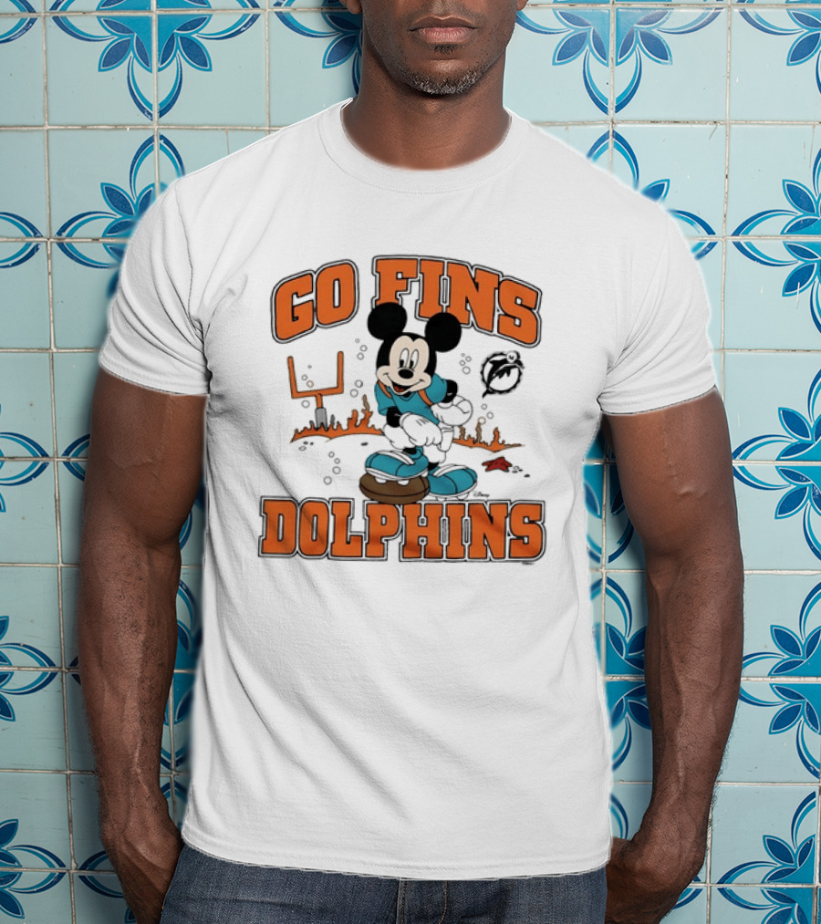 Go Fins Dolphins Mickey Mouse X Miami Dolphins Football 2026 T-Shirt