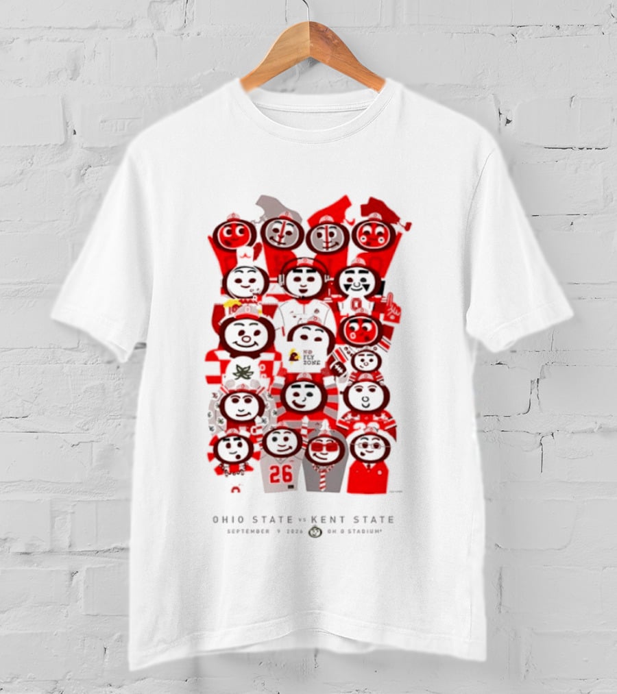 Ohio State Vs Kent State 2026 Buckeye Cartoon Characters Gallery T-Shirt