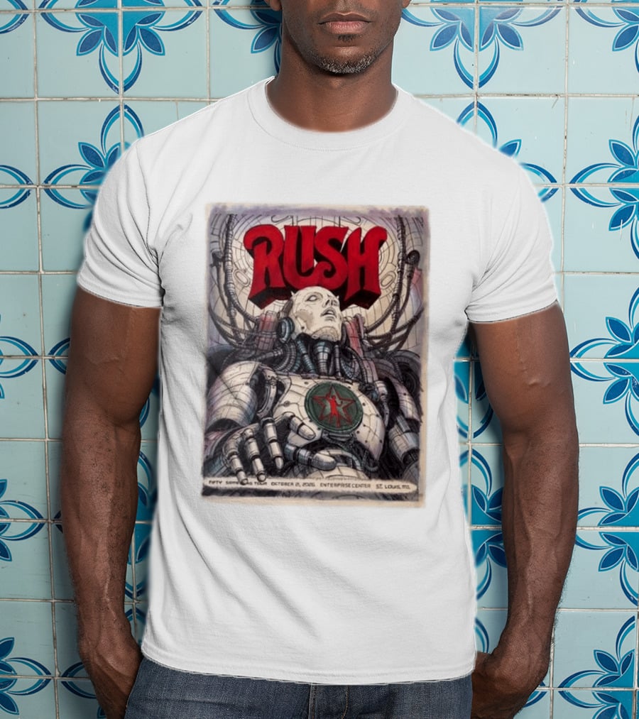 Rush Fifty Something Tour October 21 2026 Enterprise Center St. Louis MO Robot Star T-Shirt