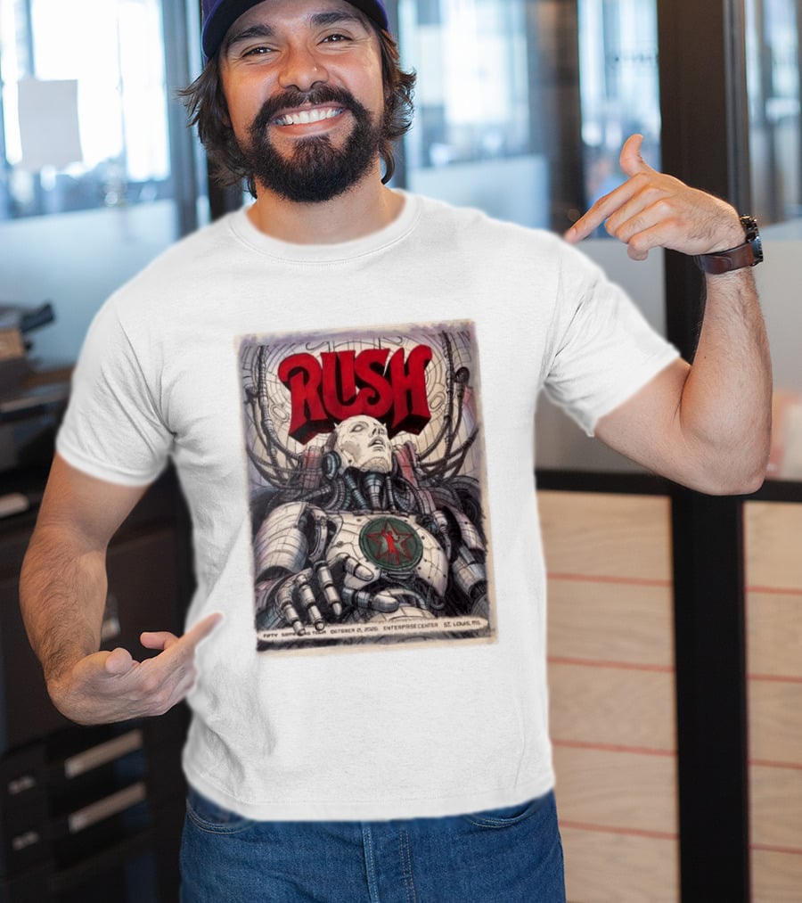 Rush Fifty Something Tour October 21 2026 Enterprise Center St. Louis MO Robot Star T-Shirt
