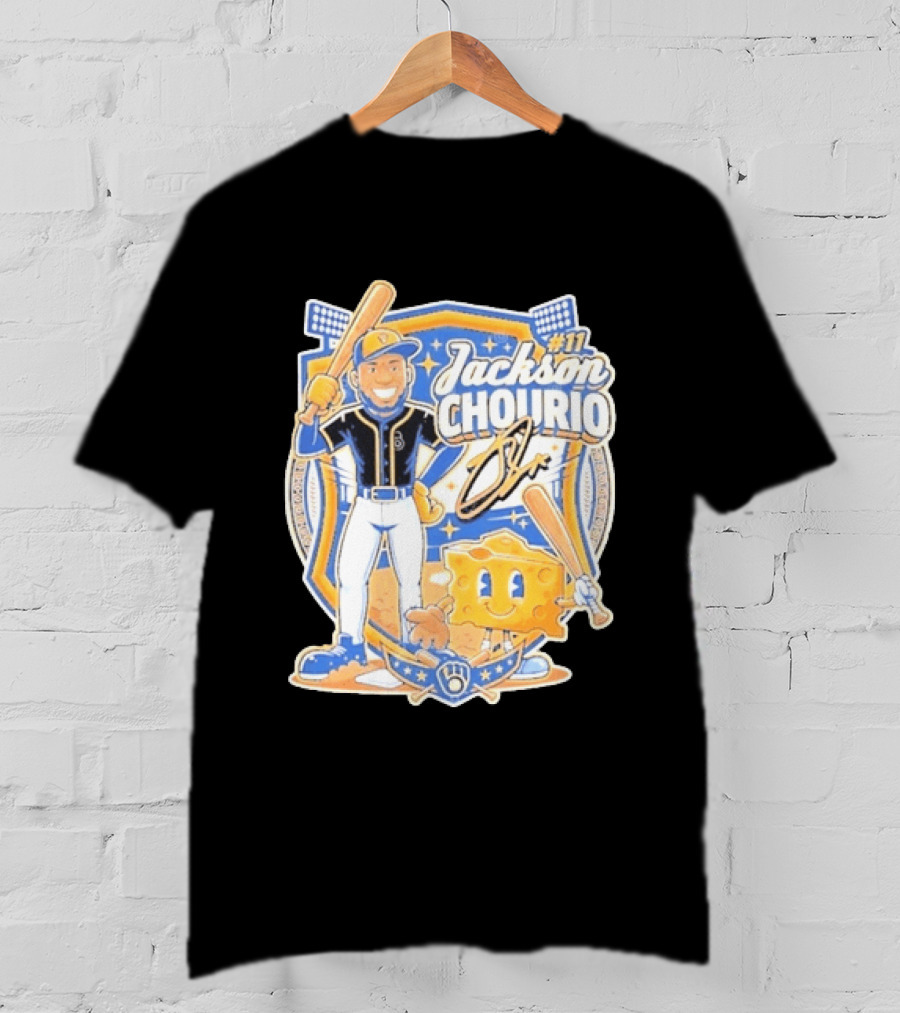 Milwaukee Brewers Jackson Chourio 11 Cartoon Cheese T-Shirt