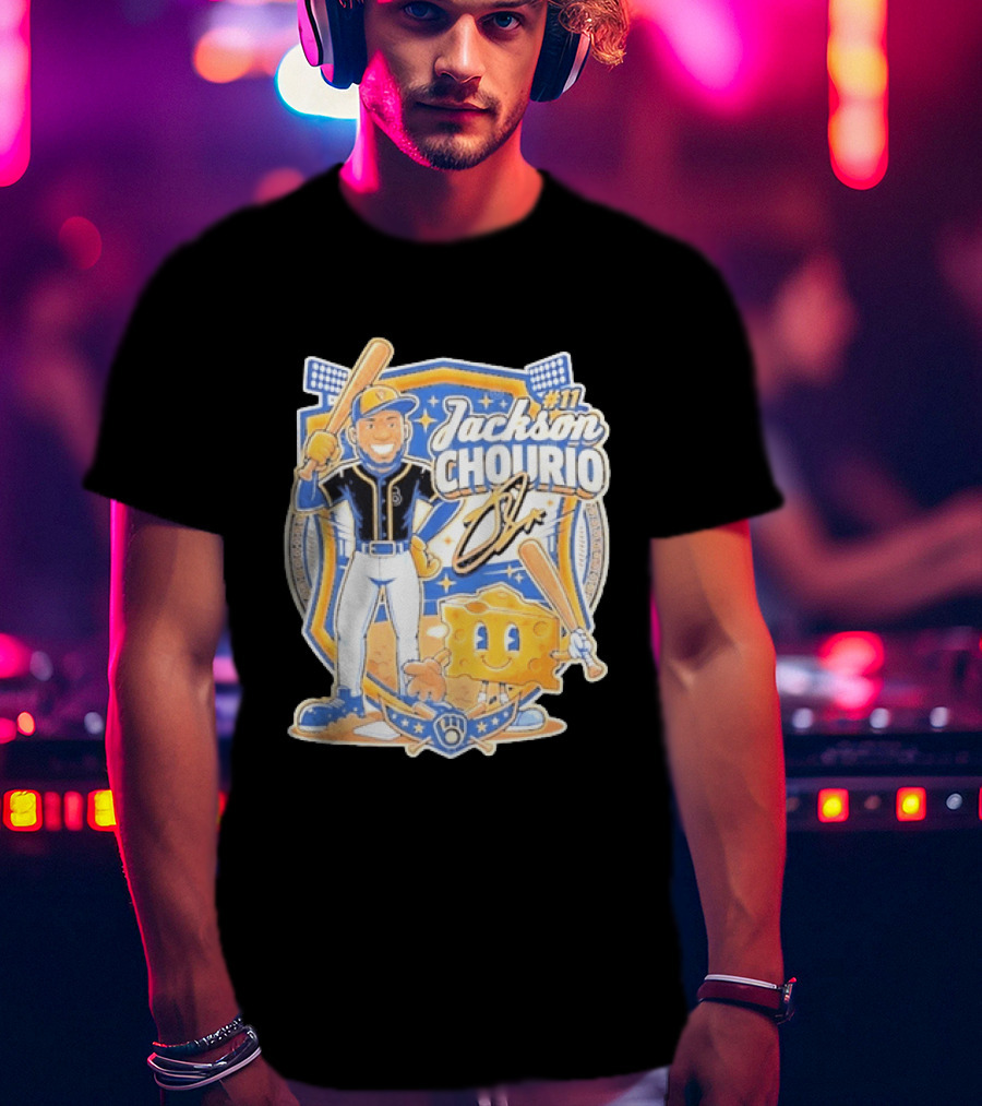 Milwaukee Brewers Jackson Chourio 11 Cartoon Cheese T-Shirt