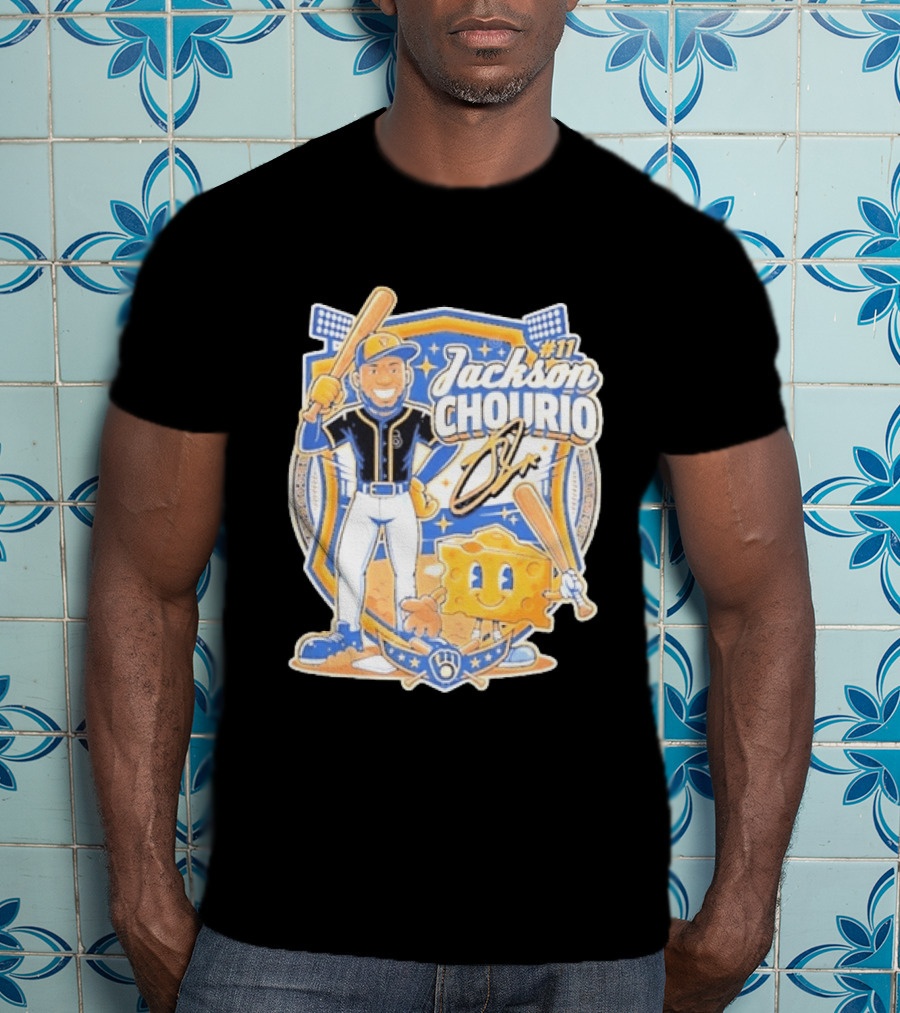 Milwaukee Brewers Jackson Chourio 11 Cartoon Cheese T-Shirt
