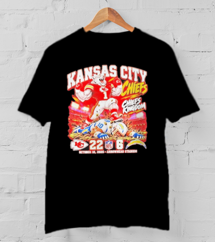 Kansas City Chiefs 22 6 Victory Over Los Angeles Chargers October 18 2026 Arrowhead Stadium T-Shirt