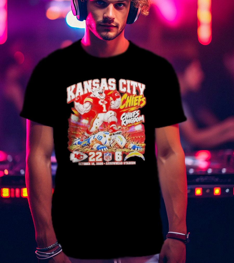 Kansas City Chiefs 22 6 Victory Over Los Angeles Chargers October 18 2026 Arrowhead Stadium T-Shirt