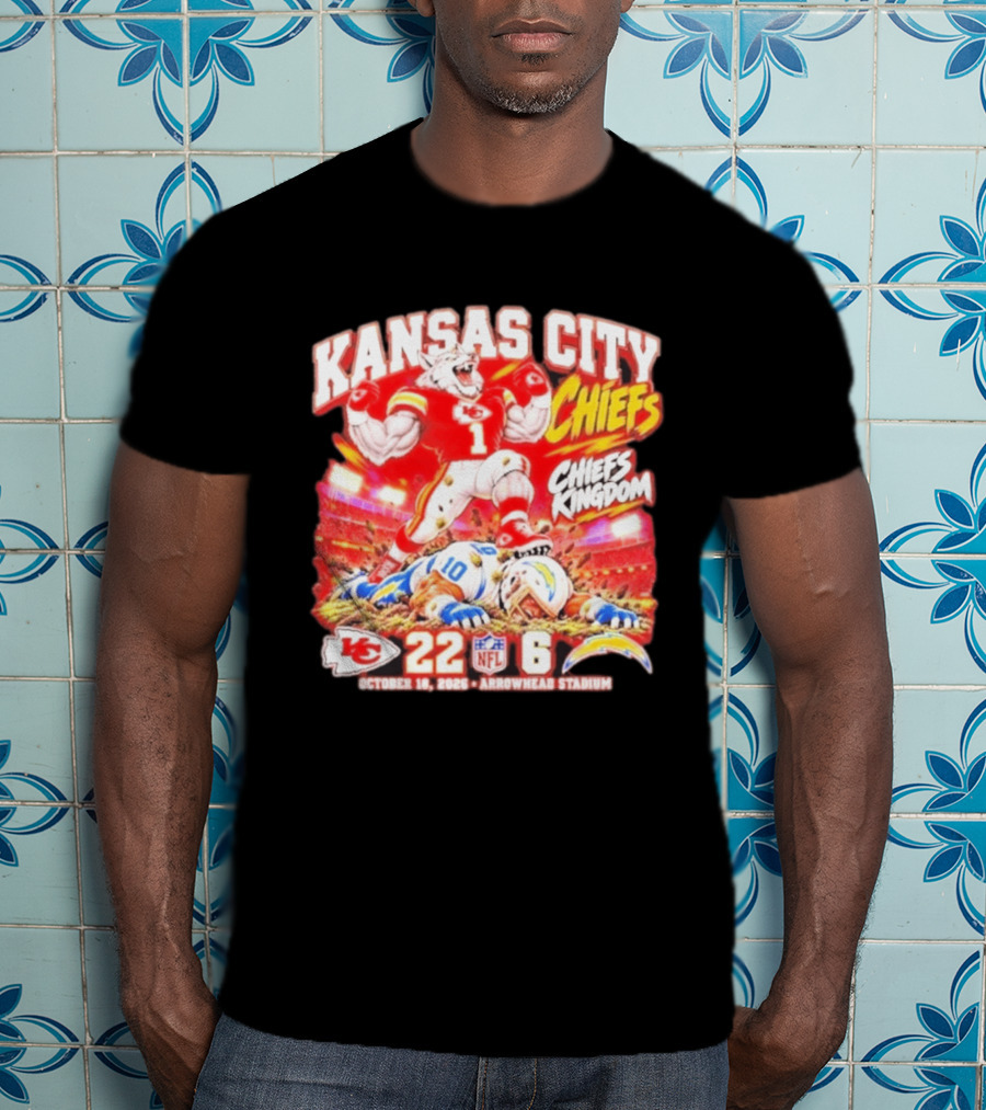Kansas City Chiefs 22 6 Victory Over Los Angeles Chargers October 18 2026 Arrowhead Stadium T-Shirt