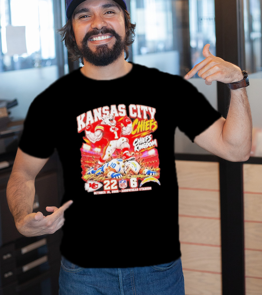 Kansas City Chiefs 22 6 Victory Over Los Angeles Chargers October 18 2026 Arrowhead Stadium T-Shirt