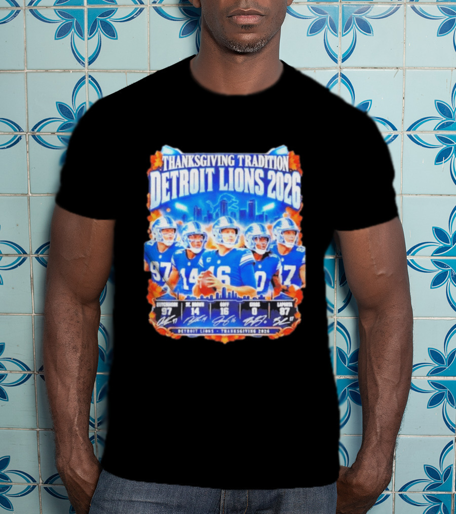 Thanksgiving Tradition Detroit Lions 2026 Hutchinson St Brown Goff Gibbs Laporta T-Shirt
