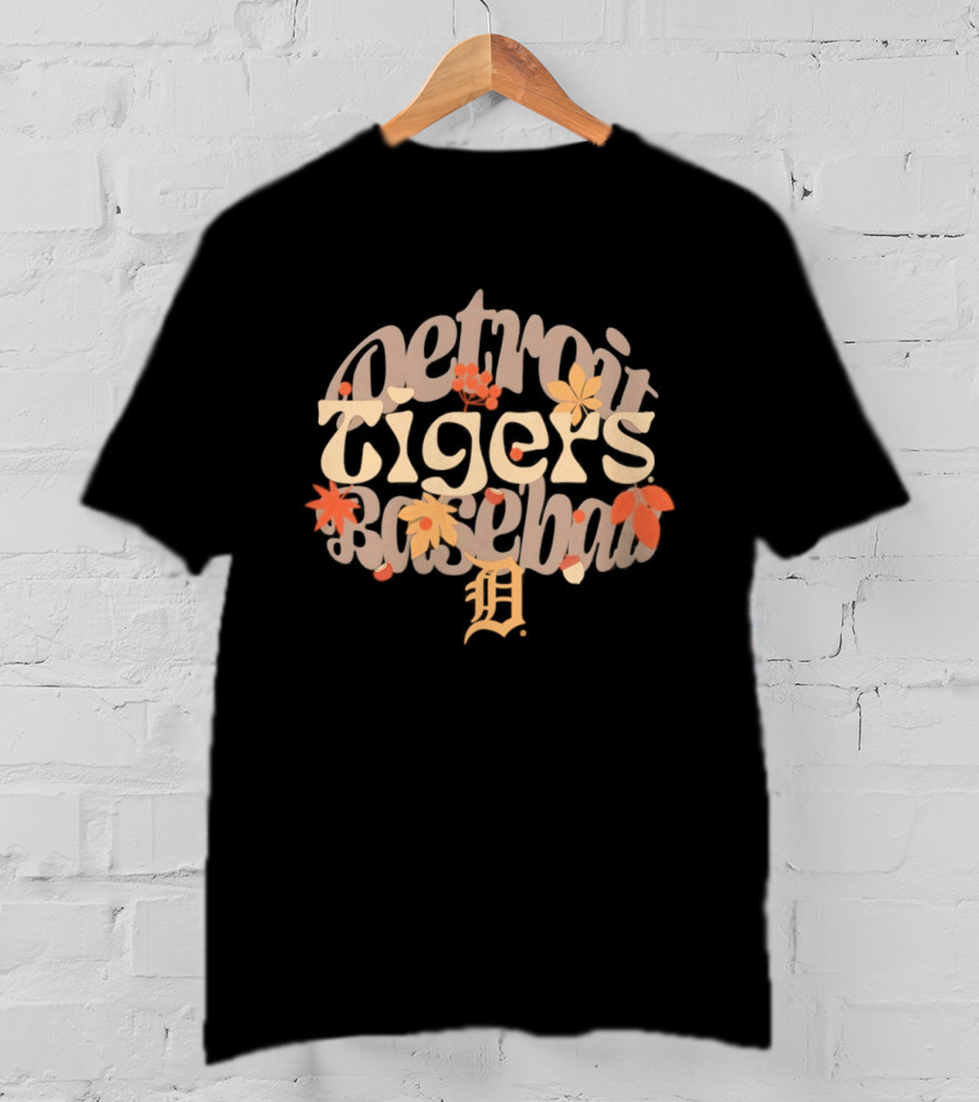 Detroit Tigers Baseball Fall Leaves Halloween Season 2026 Autumn T-Shirt