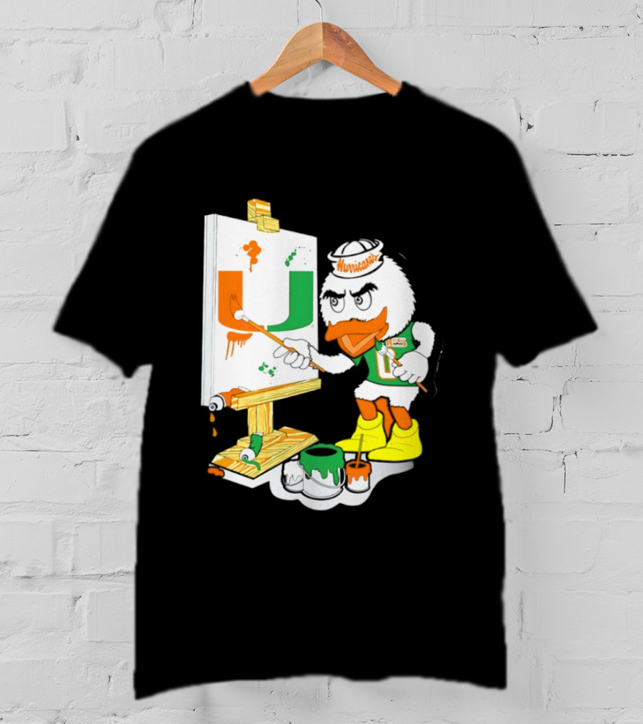 Miami Hurricanes Sebastian Mascot Painting Iconic U T-Shirt