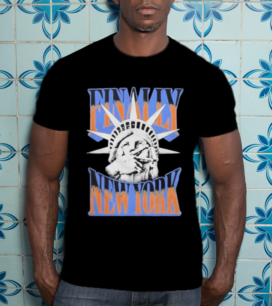 FINALLY New York Knicks Jalen Brunson Statue Of Liberty Hand Sign T-Shirt