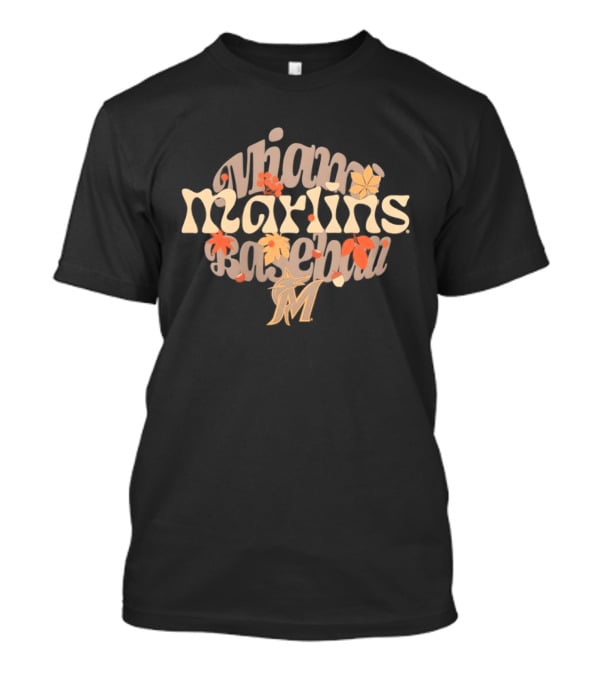 Miami Marlins Baseball Fall Leaves Halloween Season 2026 T-Shirt