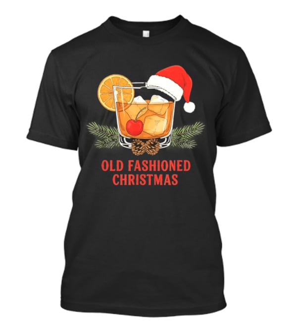 Old Fashioned Christmas Whiskey Santa Hat Cocktail T-Shirt