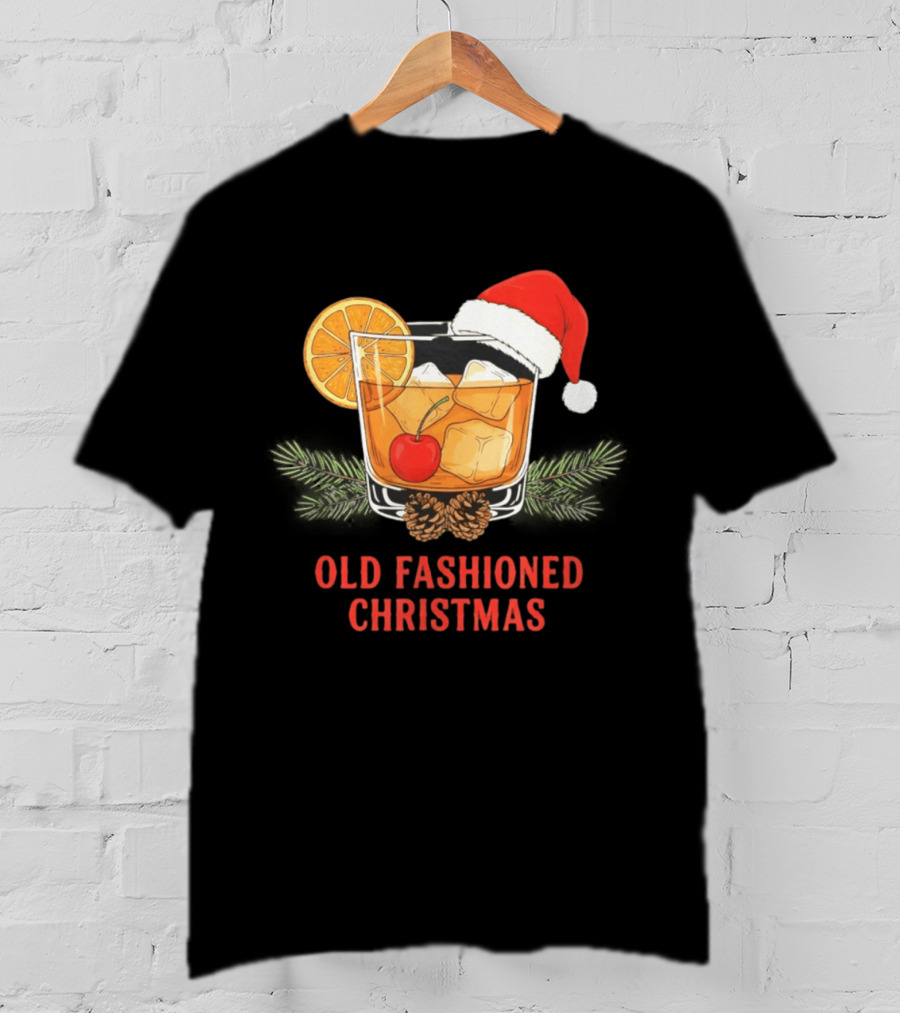 Old Fashioned Christmas Whiskey Santa Hat Cocktail T-Shirt