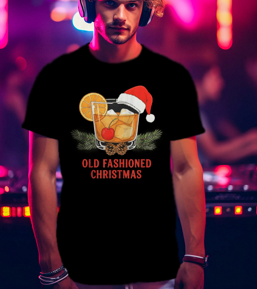 Old Fashioned Christmas Whiskey Santa Hat Cocktail T-Shirt