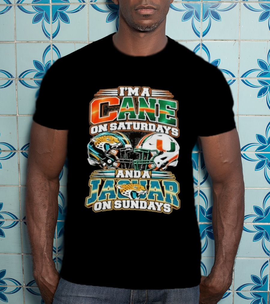 I'm A Cane On Saturdays And A Jaguar On Sundays Helmet Football Fan Gear T-Shirt