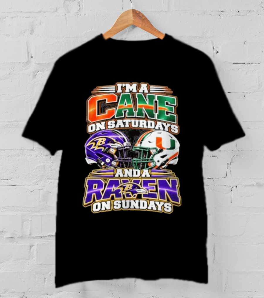 I'm A Cane On Saturdays And A Raven On Sundays Football Helmets T-Shirt