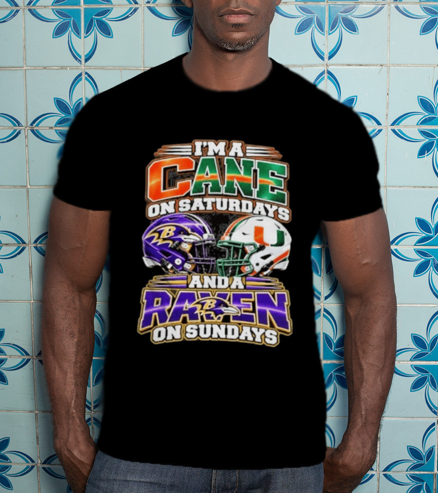 I'm A Cane On Saturdays And A Raven On Sundays Football Helmets T-Shirt