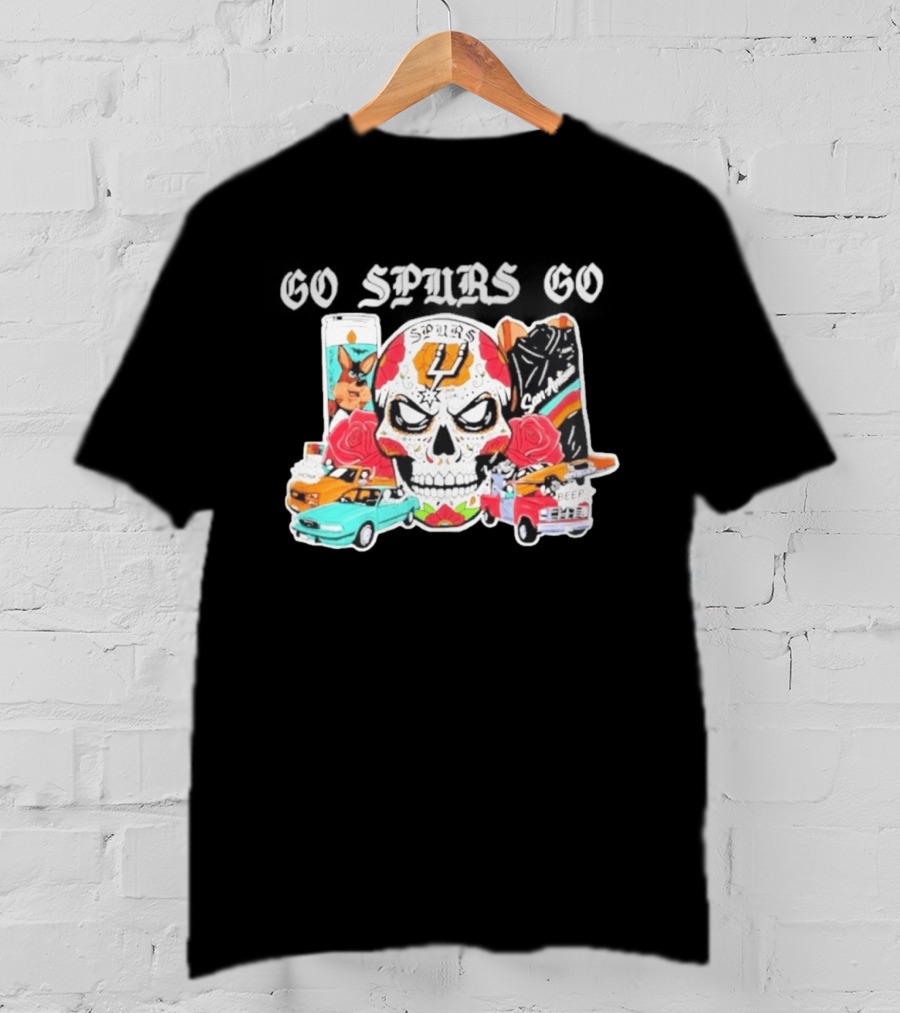 San Antonio Spurs Skull Beep Halloween Rose Cars Spurs 4 San Antonio T-Shirt