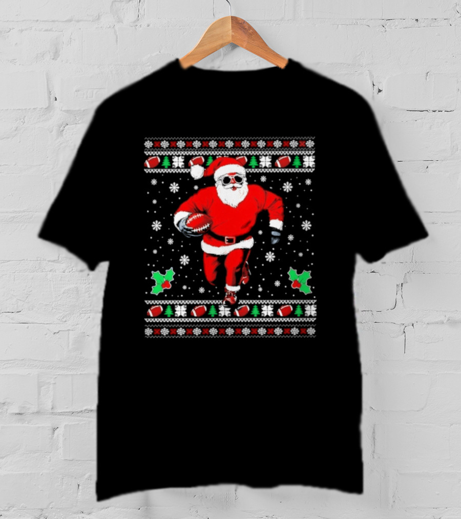 Santa Claus Football 2026 Ugly Christmas Sweater T-Shirt