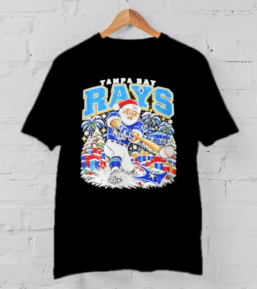 Santa Claus Tampa Bay Rays MLB Christmas 2026 Slugger Swing T-Shirt
