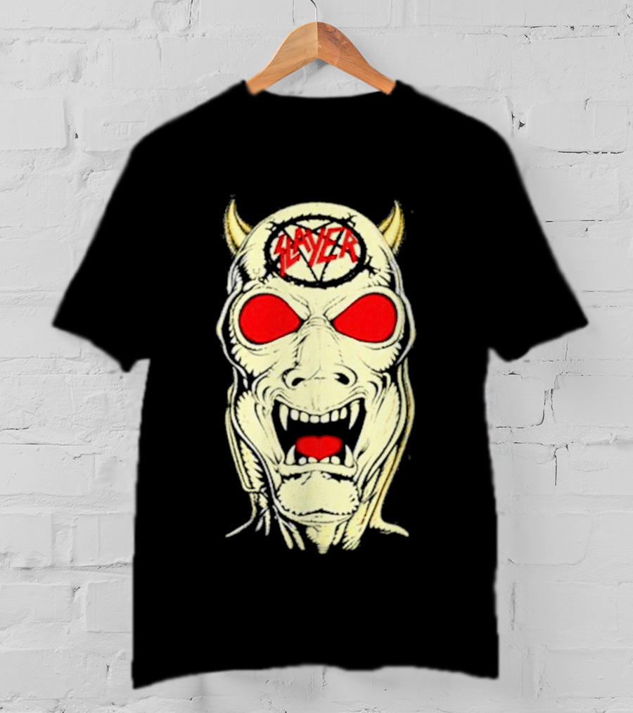 Slayer Criminally Insane Skull Red Eyes Demon Horns T-Shirt