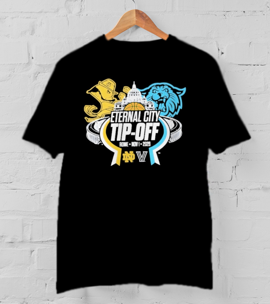 Eternal City Tip Off Rome 2026 Villanova Wildcats Vs Notre Dame Fighting Irish Basketball Matchup T-Shirt