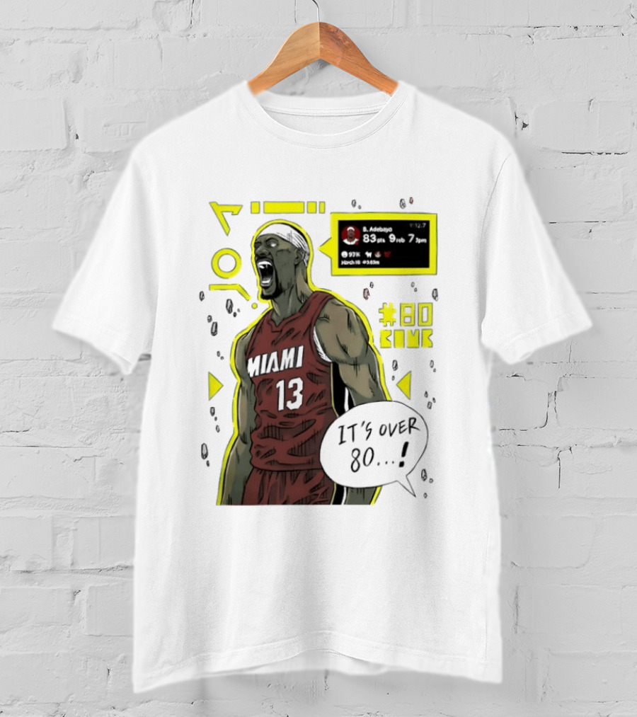 Bam Adebayo Miami Heat 80 Points Record Manga NBA 2026 T-Shirt