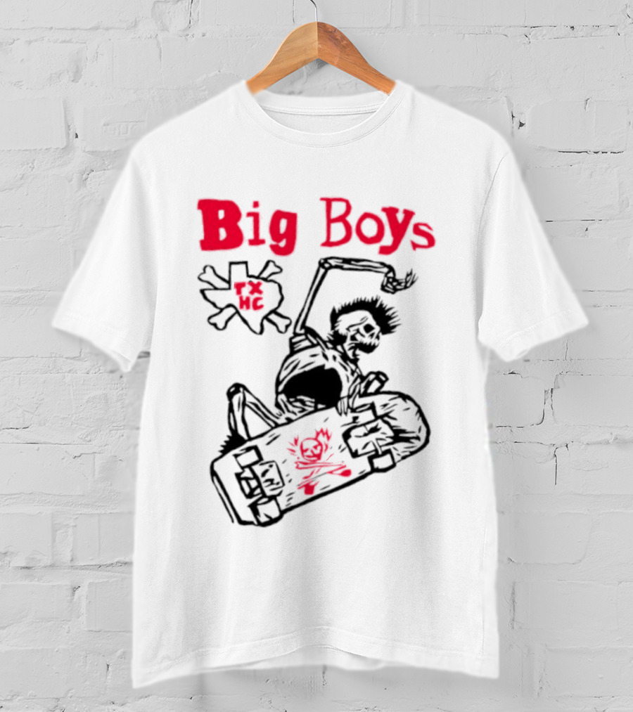 Big Boys Texas Hardcore Skeleton Skateboarder Tx Hc T-Shirt