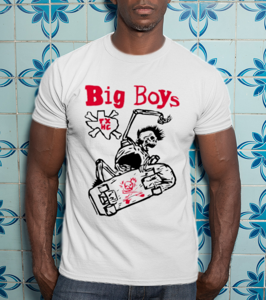 Big Boys Texas Hardcore Skeleton Skateboarder Tx Hc T-Shirt