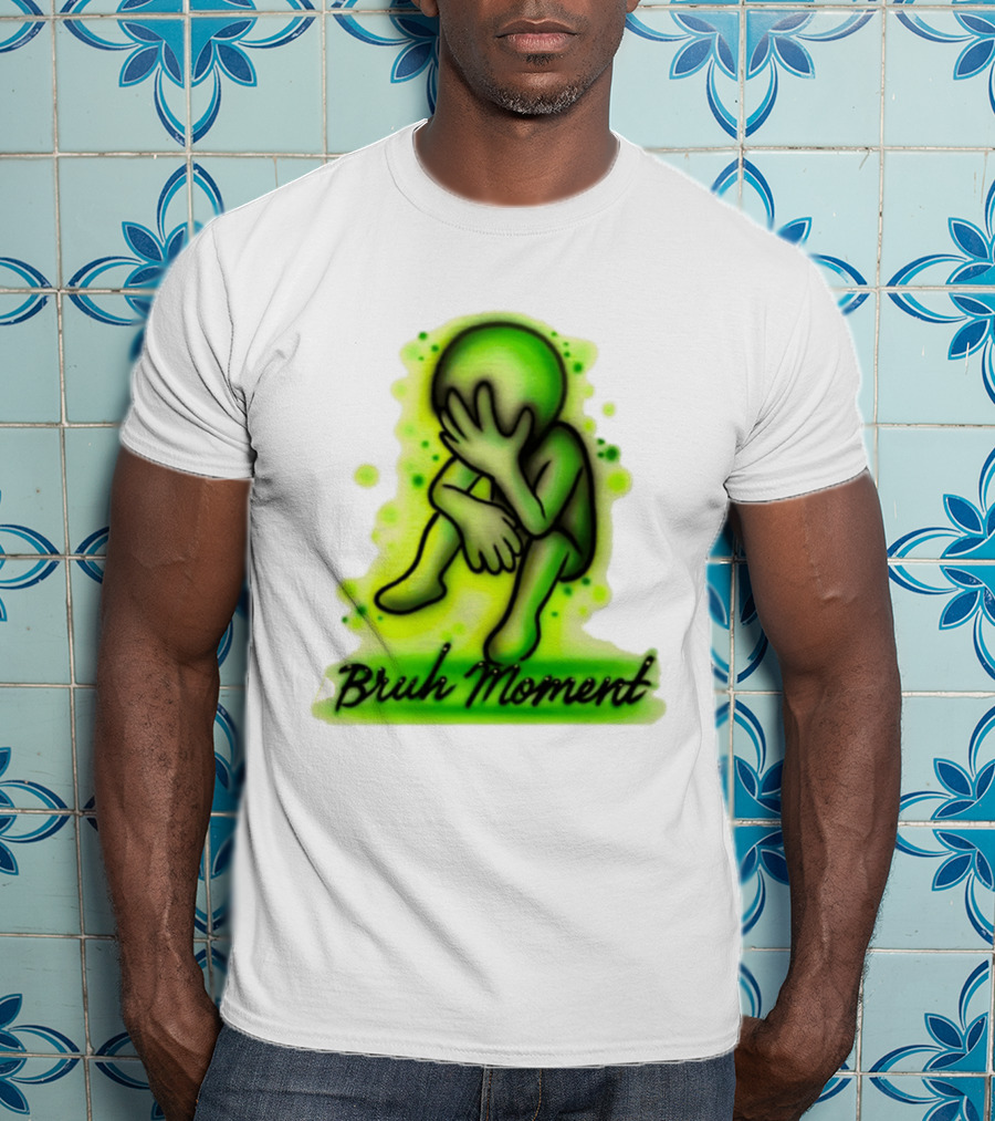 Bruh Moment Facepalm Green Airbrush Sitting Figure T-Shirt